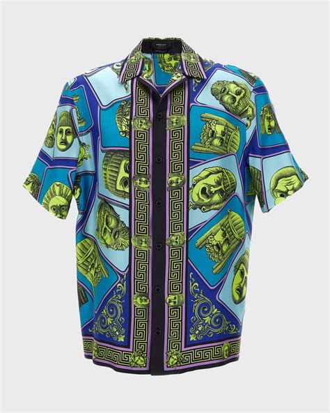 versace shirt short sleeve|versace fitted shirts for men.